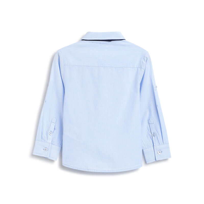 Boys Blue Solid Long Sleeve Shirt image number 1